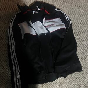 Adidas Black and White Zip-Up Jacket